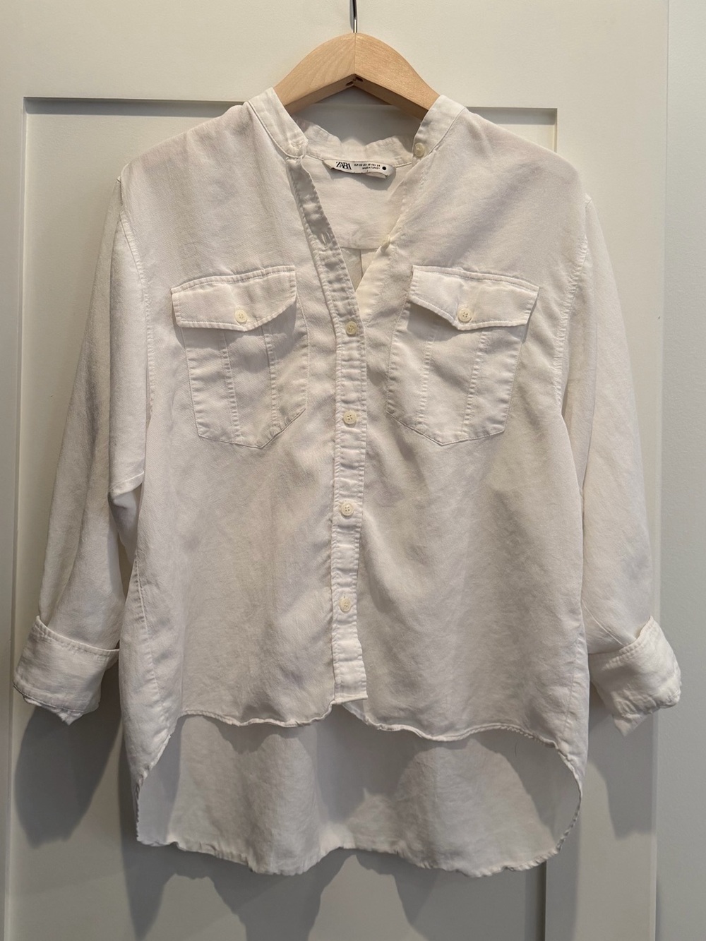 Zara White Oversized Button Down Blouse